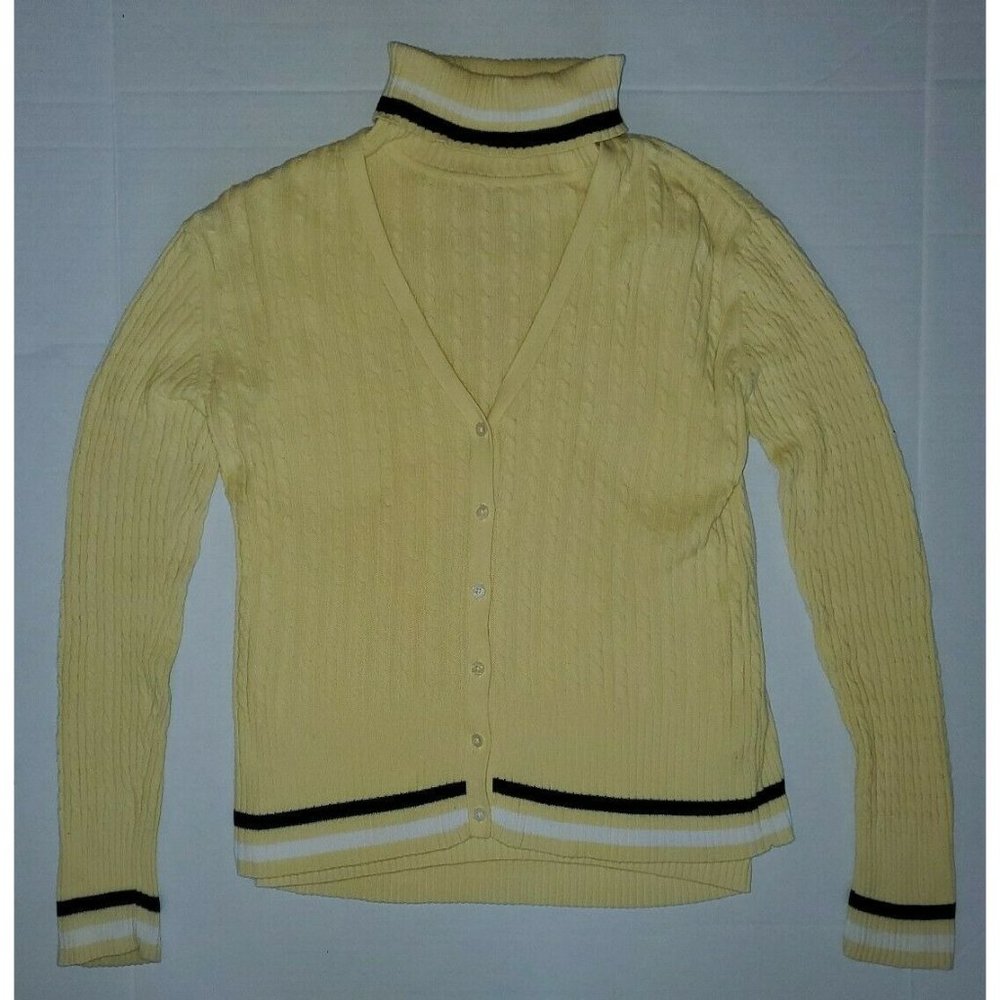 Tommy Hilfiger Women's 2 Pc Yellow/Navy Sweater & Turtleneck Sweater Tank Sz M